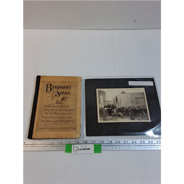 Beginners Songs Book & Vintage Farm Picture