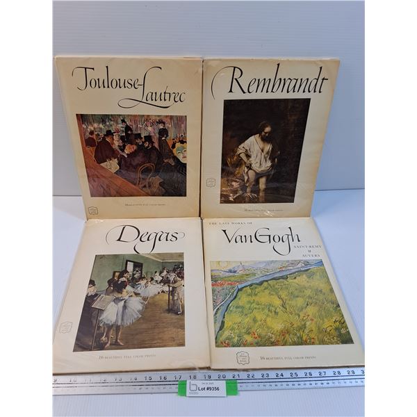 (4) Artist Print Collections: 14" x 11":  Toulouse-Lautrec, Rembrandt, Degas, Van Gogh
