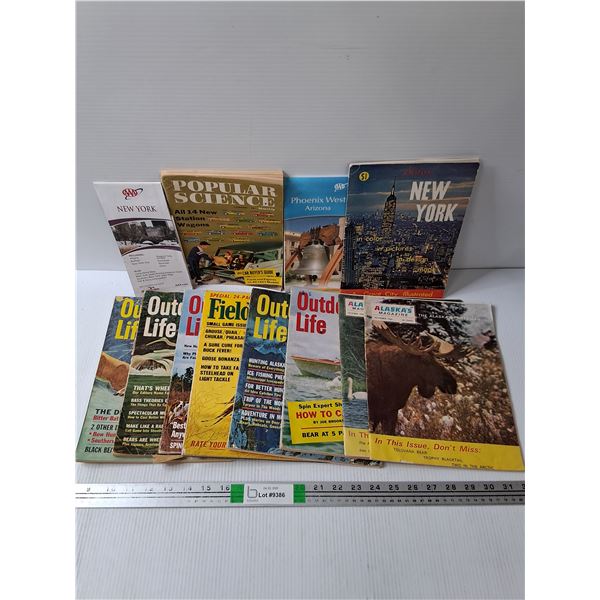 Lot of Assorted Vintage Outdoor Magazines, Maps, Alaska Magazine, Popular Science