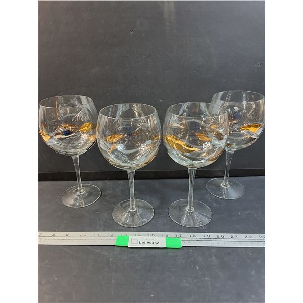 (4) Large Barcelona Mosaic Wine Glasses