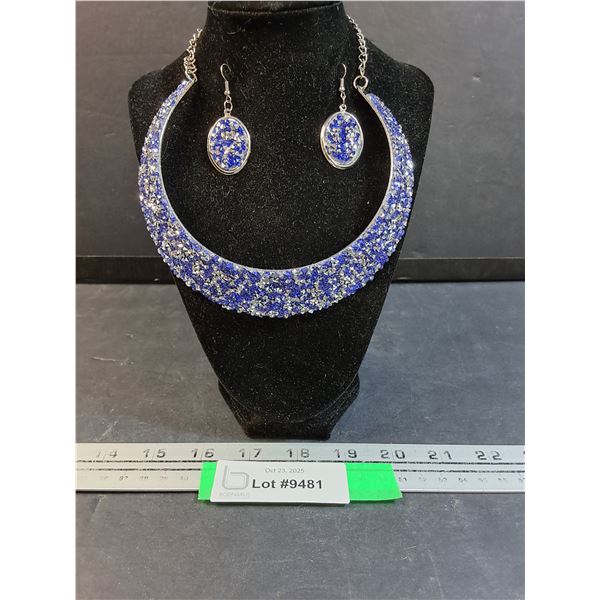 Blue Necklace & Earrings Set
