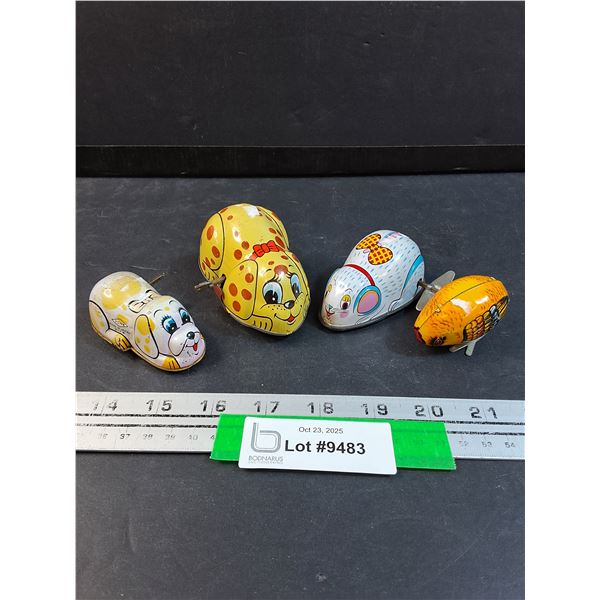 (4) Wind-up Tin Toys - Vintage Lithograph Friction Style