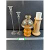 Image 1 : (4) Candlesticks: (2) Glass & (2) Wood - Pick Up Preferred (Fragile)