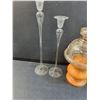 Image 2 : (4) Candlesticks: (2) Glass & (2) Wood - Pick Up Preferred (Fragile)