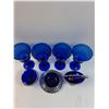 Image 5 : Coblat Blue Glass Lot: (4) Goblets, Cream & Sugar Bowls & Salt Cellar Bowl