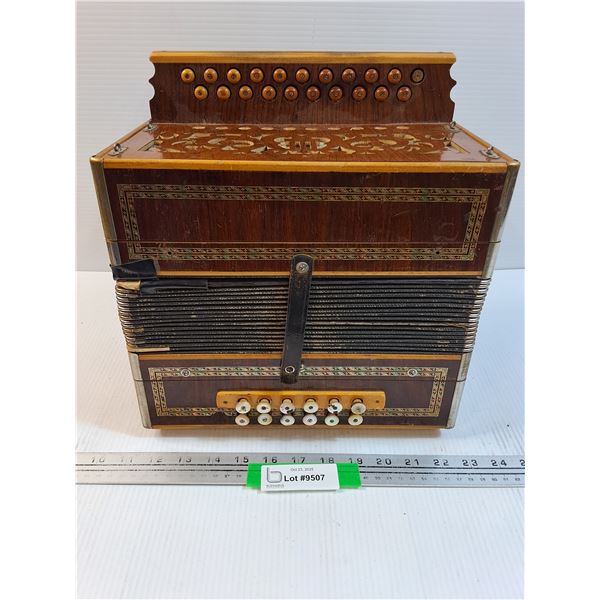 M. Hohner - Regent Wooden Accordion - Consignor States Needs Repair - 11" x 12" x 7"