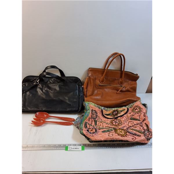 (3) Purses: Club Monaco, Visione, Beaded & Vintage Salad Serving Utensils