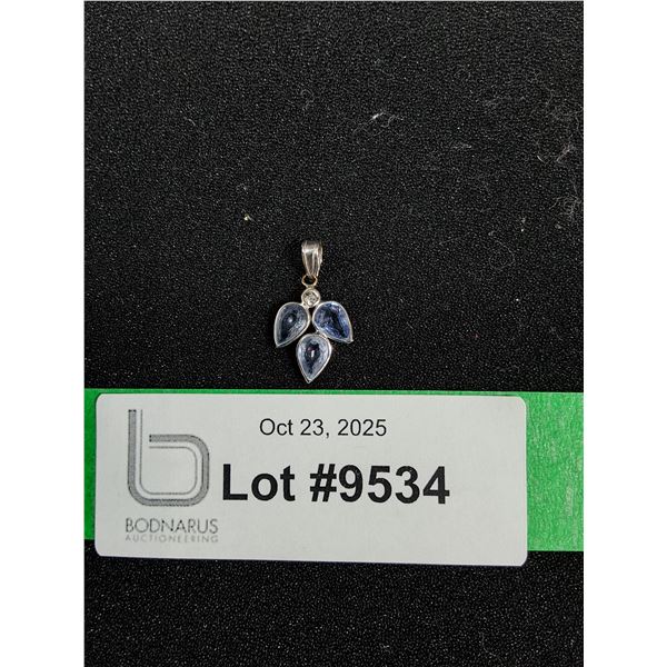 ^ White Gold Pendant 14kt, Pear Cut Blue Sapphire-ceylons - Has Appraisal Certificate