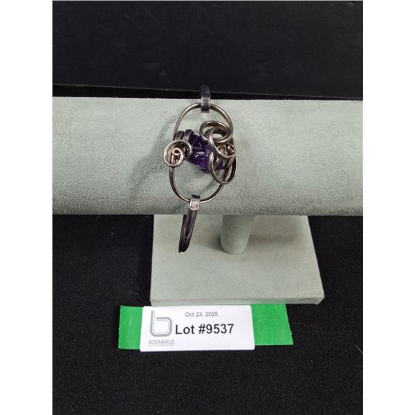 ^ Sterling Silver Amethyst Bracelet - Made in Victoria, BC