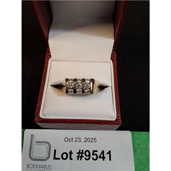 ^ Yellow Gold Men's Diamond Ring w/(9) Moissanite Stones - Size 10.5 - Comes w/Case