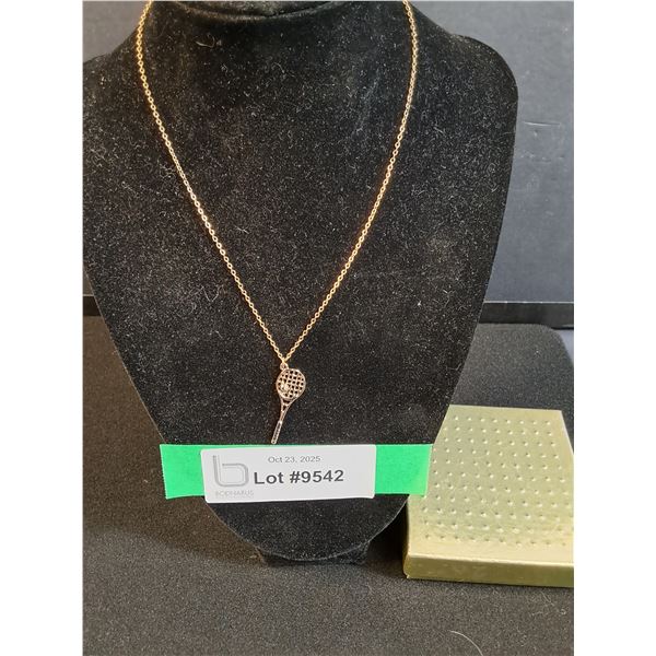 ^ Yellow Gold Necklace w/Tennis Racket Pendant w/Case