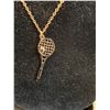 Image 2 : ^ Yellow Gold Necklace w/Tennis Racket Pendant w/Case