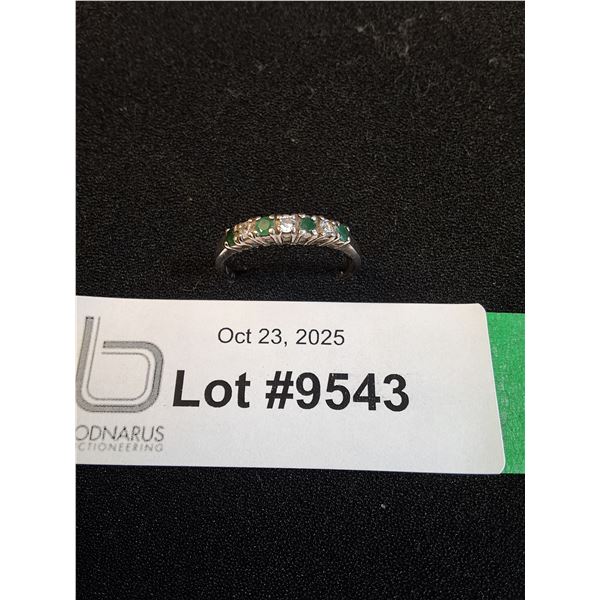 ^ Sterling Silver Ring w/Emerald Stones - Size 12