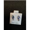 Image 2 : ^ White Gold 14kt, Pear cut Blue Sapphire-Ceylons, Round Cut Diamonds Stud Earrings w/Appraisal Cert