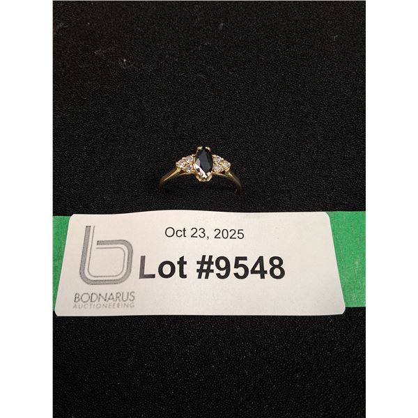 ^ Yellow Gold 14k Sapphire & Diamond Ring - Size 9.5