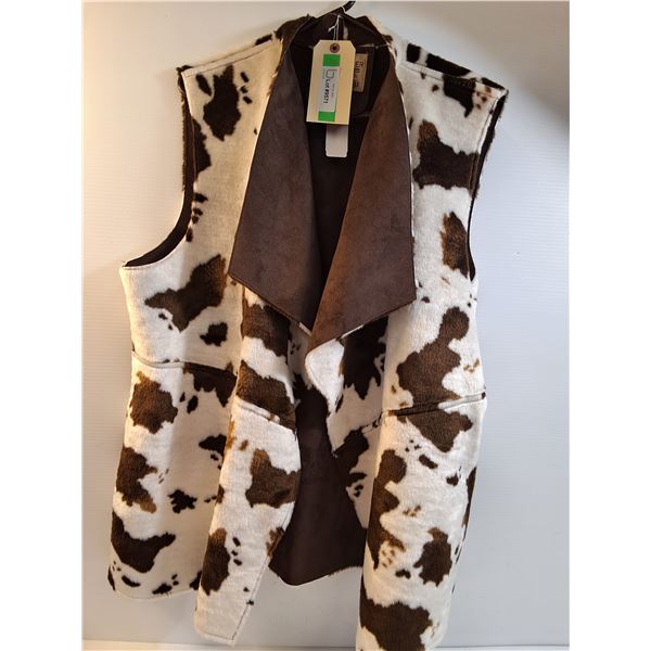 # Panhandle Powder River Outfitters Reversible Cowhide Print Vest - Ladies Size XXL