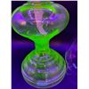 Image 2 : Scroll & Fern Pattern Uranium Glass Kerosene/Oil Lamp w/Hurricane