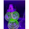 Image 3 : Scroll & Fern Pattern Uranium Glass Kerosene/Oil Lamp w/Hurricane