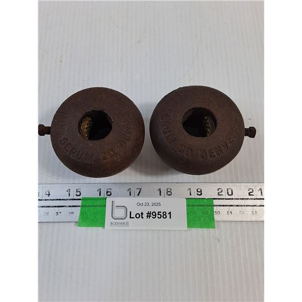 (2) Vintage Cast Iron Horn Weights