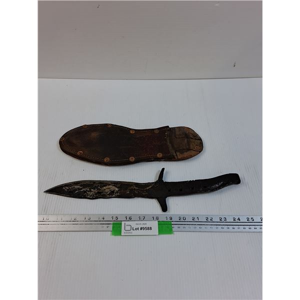 Handmade Knife w/ Shoe Leather Sheath - 15" Long & 7" Blade
