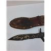 Image 2 : Handmade Blacksmith Horse Shoe Knife w/ Shoe Leather Sheath - 15" Long & 7" Blade