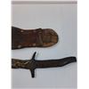 Image 3 : Handmade Blacksmith Horse Shoe Knife w/ Shoe Leather Sheath - 15" Long & 7" Blade