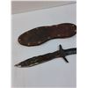 Image 4 : Handmade Blacksmith Horse Shoe Knife w/ Shoe Leather Sheath - 15" Long & 7" Blade