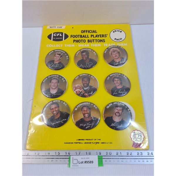 CFL Players Photo Buttons Board - Pankratz, Crawford, Klassen, Dewalt, Jackson, Misc
