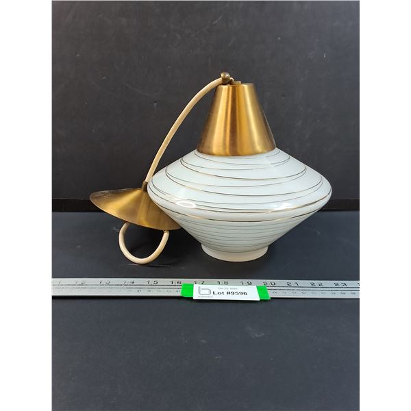 Vintage White & Gold Patterned Hanging Hard Mount LIght  - 9" x 8"