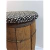 Image 2 : Vintage Wooden Barrel w/Upholstered Lid - 19" x 10" Pick Up Preferred
