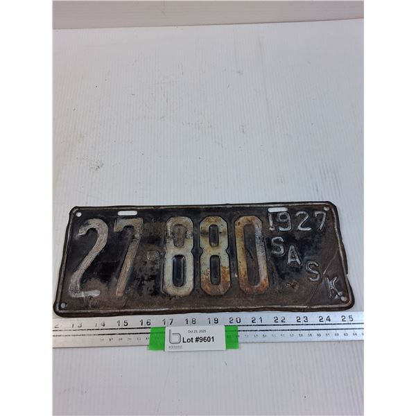 Saskatchewan License Plate: 1927
