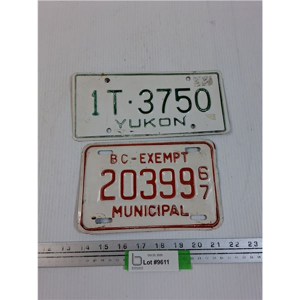 Yukon & BC License Plates