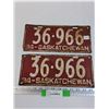 Image 1 : (2) Saskatchewan License Plate: 1934 Set