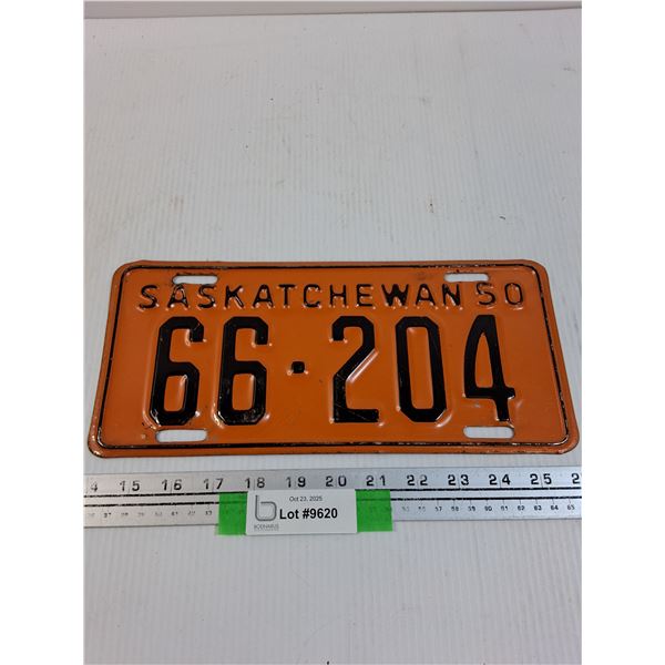 Saskatchewan License Plate: 1950