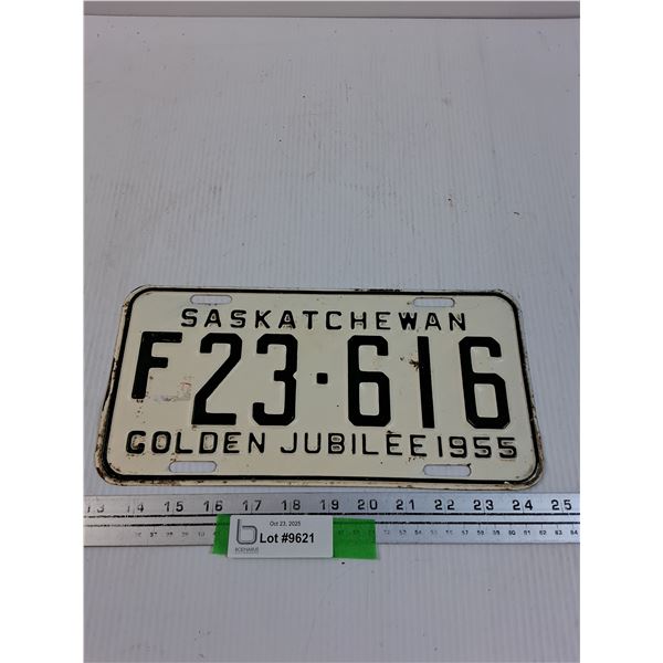 Saskatchewan License Plate: Farm Plate - Golden Jubilee 1955
