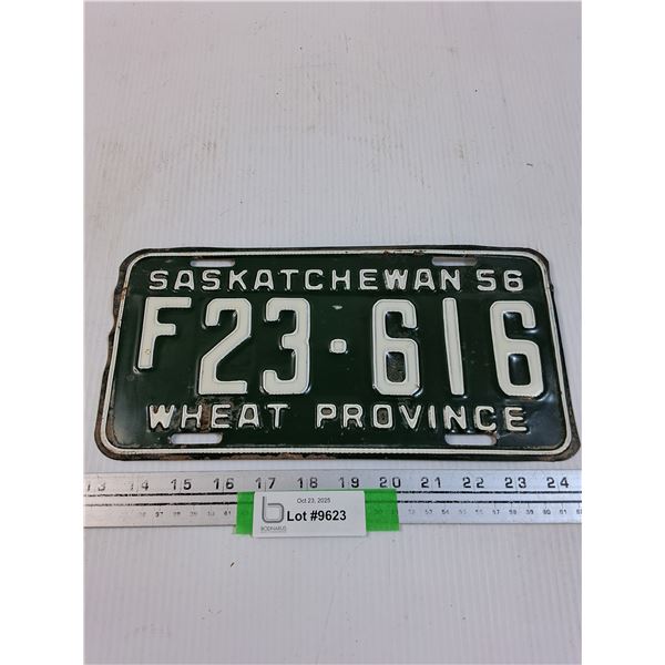 Saskatchewan License Plate: Farm Plate 1956