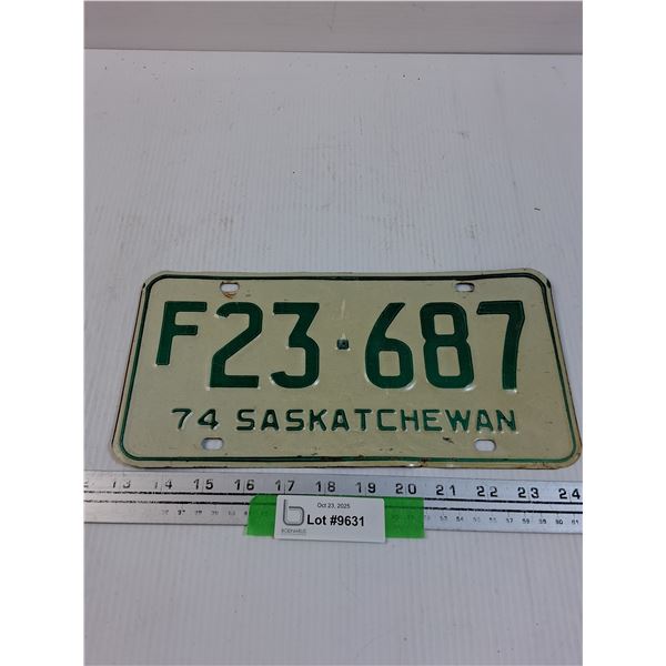 Saskatchewan License Plate: Farm Plate 1974