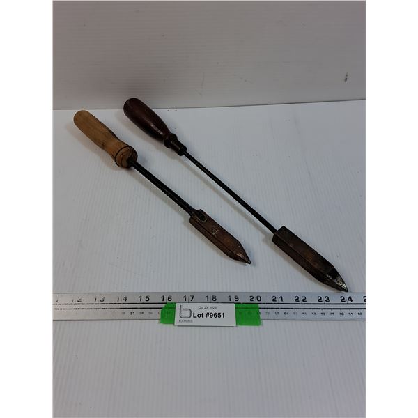 (2) Vintage Welding Irons - 14  & 17  Long