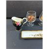Image 2 : (2) Ukrainian Eggs in Glasses, (2) Paragon Creamer & Sugar Bowl, Misc
