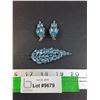 Image 1 : Vintage Sherman Pell Blue Crystal Clip-on Earrings & Brooch Set