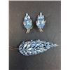 Image 2 : Vintage Sherman Pell Blue Crystal Clip-on Earrings & Brooch Set