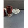 Image 2 : (2) Ruby Red Glasses, Crystal Ashtray & Glass Serving Dish