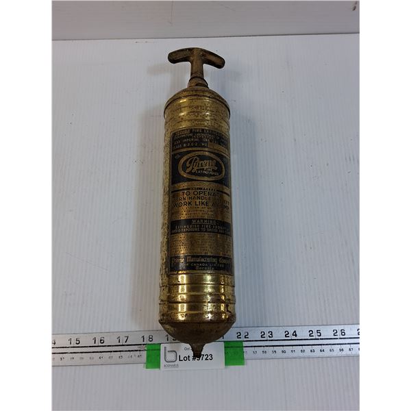 Vintage Pyrene Fire Extinguisher - As Is - 14" Long - Has Contents, CANNOT SHIP