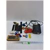 Image 1 : 12v Power Supply, Wooden Blocks, Train Tracks, Hole Saw Bit, Various Plastic Cars, Misc