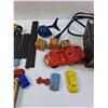 Image 3 : 12v Power Supply, Wooden Blocks, Train Tracks, Hole Saw Bit, Various Plastic Cars, Misc