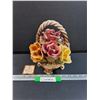 Image 1 : Capodimonte Italian Floral Basket Decor - 9" x 7"