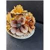 Image 2 : Capodimonte Italian Floral Basket Decor - 8" x 6" x 7" - Has Chip as pictured