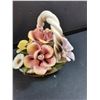 Image 2 : Capodimonte Italian Floral Basket Decor - 6" x 5" x 4"
