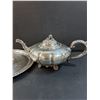 Image 2 : Silver Plated Tea Pot & Serving Platter - 12" Diameter