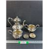 Image 1 : Silver Plated Lot: Tea Pot, Creamer & Sugar Set, Tea Brewing Set